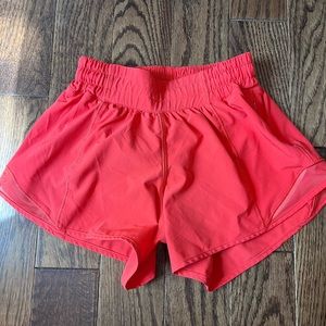 Lululemon athletic hotty hot shorts - carnation red